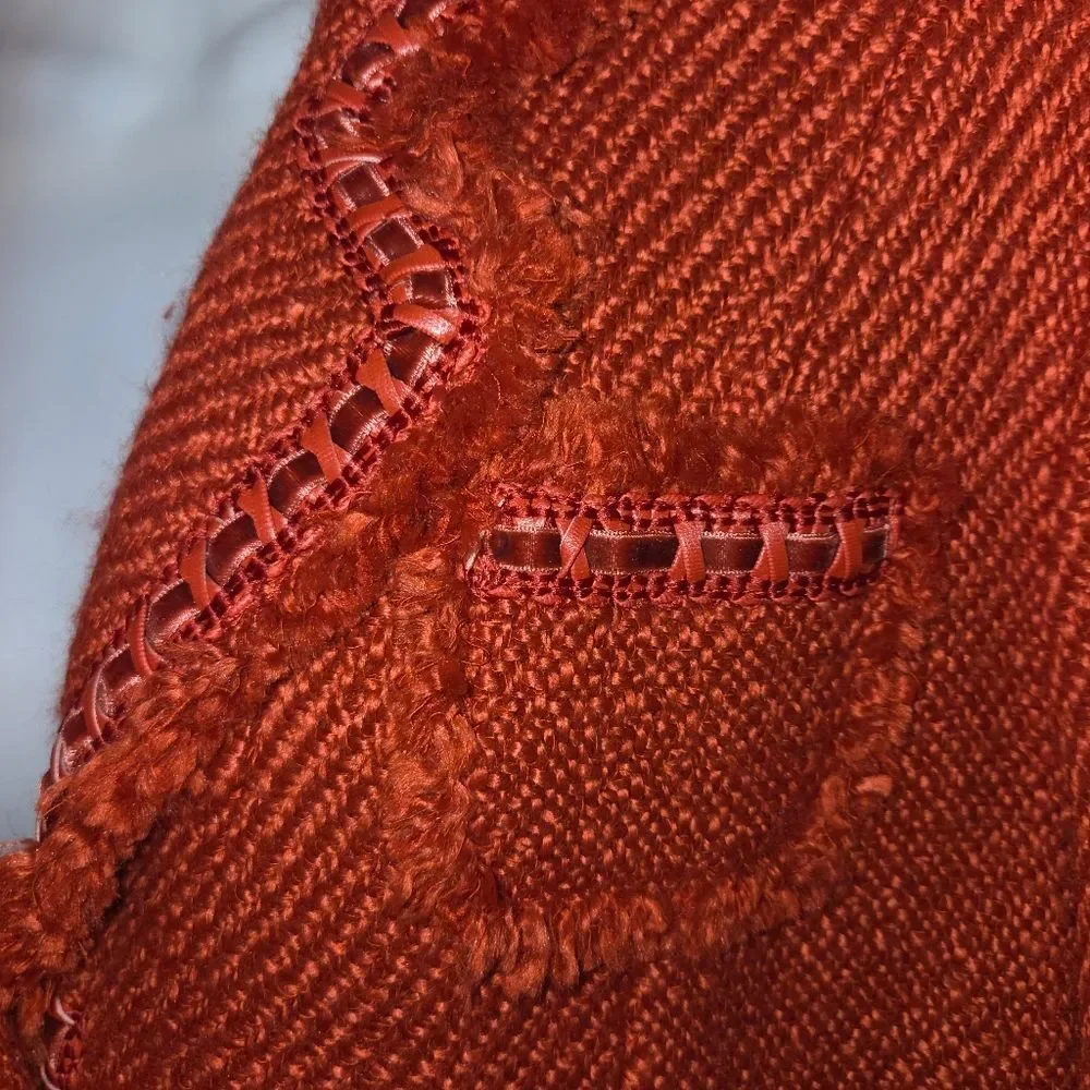 Dialogue Women's Tweed Orange Lined Textured Blazer Jacket Coat Size 12